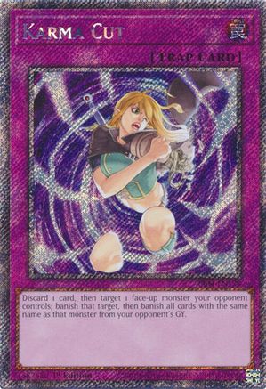 Karma Cut (Platinum Secret Rare) [RA04-EN128] - Quarter Century Stampede 1st Edition - Platinum Secret Rare - Trinity Hobby