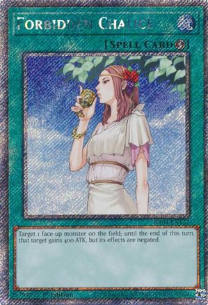 Forbidden Chalice (Platinum Secret Rare) [RA04-EN137] - Quarter Century Stampede 1st Edition - Platinum Secret Rare - Trinity Hobby