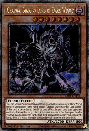 Grapha, Dragon Lord of Dark World (Quarter Century Secret Rare) [RA04-EN159] - Quarter Century Stampede 1st Edition - Quarter Century Secret Rare - Trinity Hobby