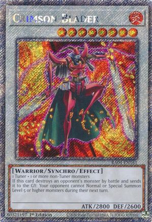 Crimson Blader (Platinum Secret Rare) [RA04-EN161] - Quarter Century Stampede 1st Edition - Platinum Secret Rare - Trinity Hobby
