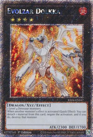 Evolzar Dolkka (Platinum Secret Rare) [RA04-EN167] - Quarter Century Stampede 1st Edition - Platinum Secret Rare - Trinity Hobby