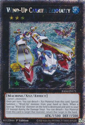 Wind-Up Carrier Zenmaity (Platinum Secret Rare) [RA04-EN175] - Quarter Century Stampede 1st Edition - Platinum Secret Rare - Trinity Hobby