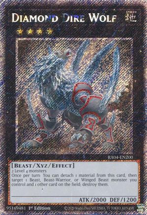Diamond Dire Wolf (Platinum Secret Rare) [RA04-EN200] - Quarter Century Stampede 1st Edition - Platinum Secret Rare - Trinity Hobby