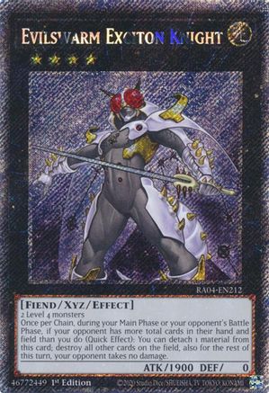 Evilswarm Exciton Knight (Platinum Secret Rare) [RA04-EN212] - Quarter Century Stampede 1st Edition - Platinum Secret Rare - Trinity Hobby