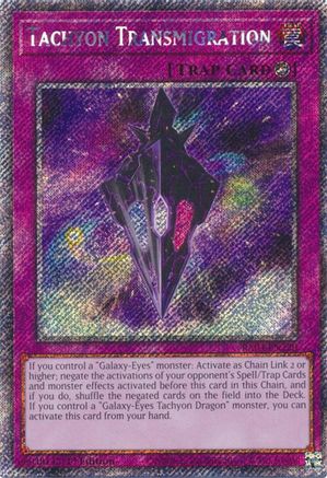 Tachyon Transmigration (Platinum Secret Rare) [RA04-EN220] - Quarter Century Stampede 1st Edition - Platinum Secret Rare - Trinity Hobby
