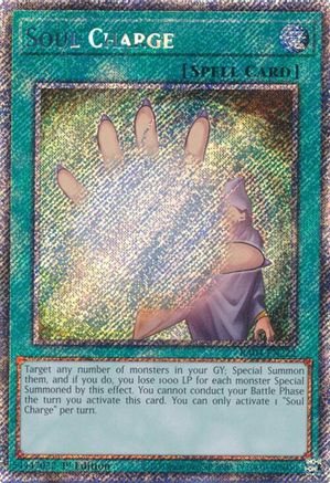 Soul Charge (Platinum Secret Rare) [RA04-EN222] - Quarter Century Stampede 1st Edition - Platinum Secret Rare - Trinity Hobby