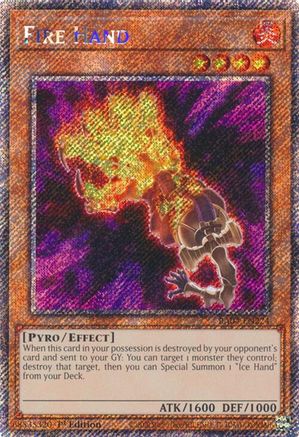 Fire Hand (Platinum Secret Rare) [RA04-EN224] - Quarter Century Stampede 1st Edition - Platinum Secret Rare - Trinity Hobby