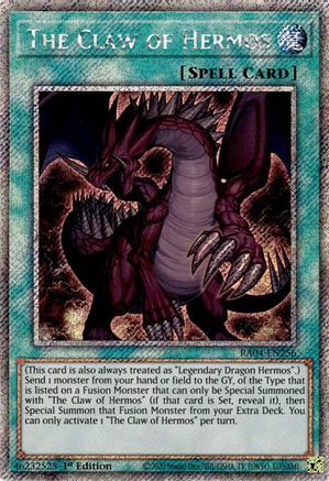 The Claw of Hermos (Platinum Secret Rare) [RA04-EN256] - Quarter Century Stampede 1st Edition - Platinum Secret Rare - Trinity Hobby