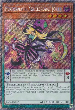 Performapal Skullcrobat Joker (Platinum Secret Rare) [RA04-EN257] - Quarter Century Stampede 1st Edition - Platinum Secret Rare - Trinity Hobby