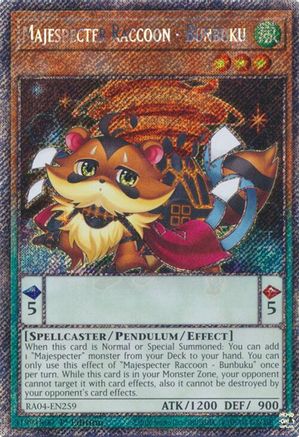 Majespecter Raccoon - Bunbuku (Platinum Secret Rare) [RA04-EN259] - Quarter Century Stampede 1st Edition - Platinum Secret Rare - Trinity Hobby