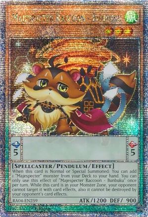 Majespecter Raccoon - Bunbuku (Quarter Century Secret Rare) [RA04-EN259] - Quarter Century Stampede 1st Edition - Quarter Century Secret Rare - Trinity Hobby