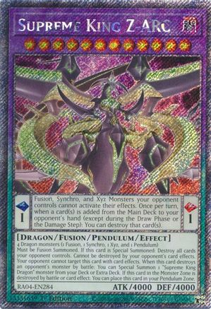 Supreme King Z-ARC (Platinum Secret Rare) [RA04-EN284] - Quarter Century Stampede 1st Edition - Platinum Secret Rare - Trinity Hobby