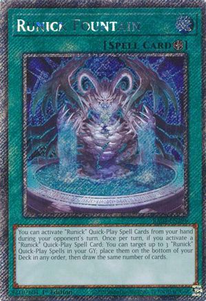 Runick Fountain (Platinum Secret Rare) [RA04-EN296] - Quarter Century Stampede 1st Edition - Platinum Secret Rare - Trinity Hobby