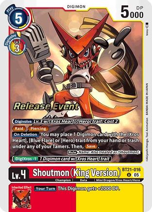 Shoutmon [BT21-016] (King Version) [World Convergence Release Event Cards] - Trinity Hobby