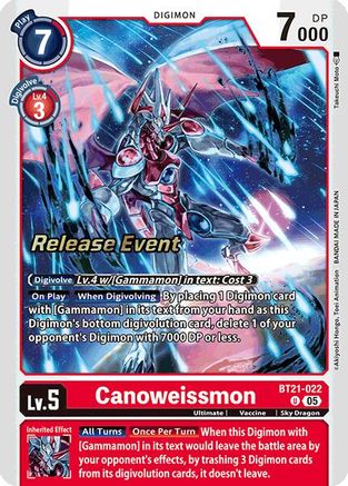 Canoweissmon [BT21-022] [World Convergence Release Event Cards] - Trinity Hobby