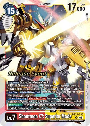 Shoutmon X7: Superior Mode [BT21-030] [World Convergence Release Event Cards] - Trinity Hobby