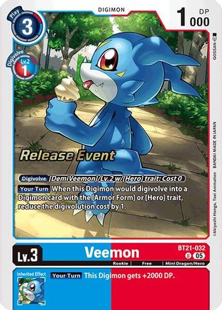 Veemon [BT21-032] [World Convergence Release Event Cards] - Trinity Hobby