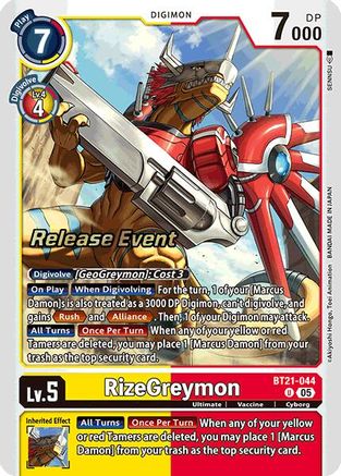 RizeGreymon [BT21-044] [World Convergence Release Event Cards] - Trinity Hobby