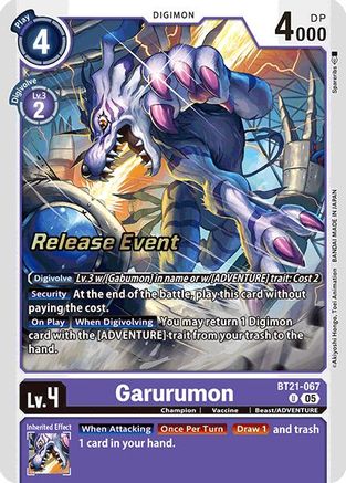 Garurumon [BT21-067] [World Convergence Release Event Cards] - Trinity Hobby