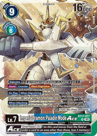 Imperialdramon: Paladin Mode ACE [BT17-077] (World Convergence Release Event) [World Convergence Release Event Cards] - Trinity Hobby