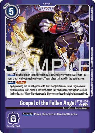Gospel of the Fallen Angel [BT18-100] (Limited Card Pack -Billion Bullet-) [Release Special Booster Ver.2.0 Promos] - Trinity Hobby