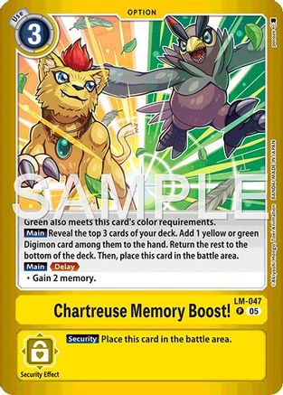 Chartreuse Memory Boost! [LM-047] (Limited Card Pack -Billion Bullet-) [Digimon LIBERATOR Promos] - Trinity Hobby