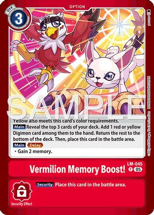 Vermillion Memory Boost! [LM-045] (Limited Card Pack -Billion Bullet-) [Digimon LIBERATOR Promos] - Trinity Hobby