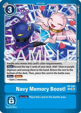 Navy Memory Boost! [LM-046] (Limited Card Pack -Billion Bullet-) [Digimon LIBERATOR Promos] - Trinity Hobby