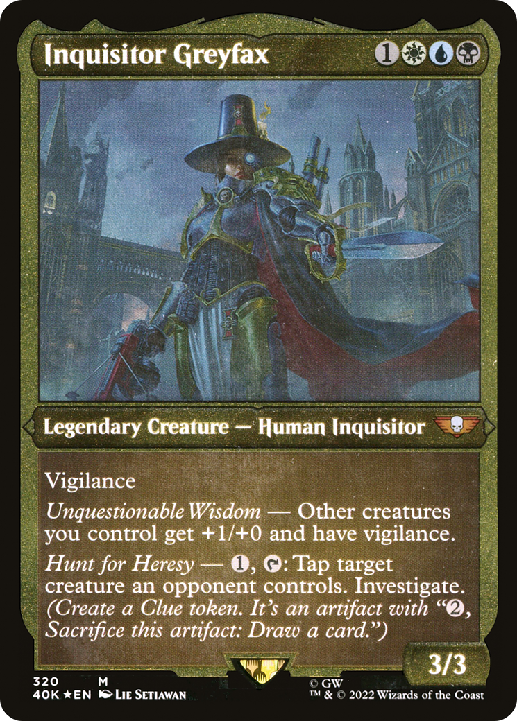 Inquisitor Greyfax (Display Commander) (Foil Etched) - Thick Stock  [Foil]  (40K-320) - [Warhammer 40,000 Commander]