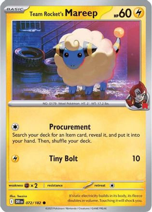 Team Rocket's Mareep  - (072) Reverse Holofoil [SV10 Destined Rivals] - Trinity Hobby