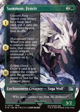 Summon: Fenrir  [Foil]  (FIN-372) - [FINAL FANTASY]: (enchantment) (Borderless) - Trinity Hobby
