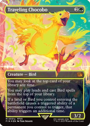 Traveling Chocobo (Borderless) (Neon Ink Yellow)  [Foil]  (FIN-511A) - [FINAL FANTASY] - Trinity Hobby