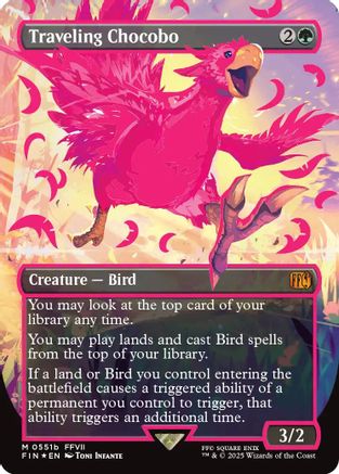 Traveling Chocobo (Borderless) (Neon Ink Pink)  [Foil]  (FIN-511B) - [FINAL FANTASY] - Trinity Hobby