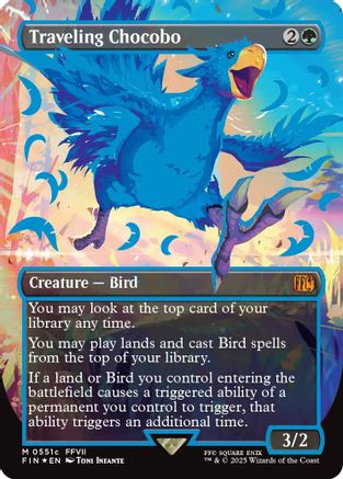 Traveling Chocobo (Borderless) (Neon Ink Blue)  [Foil]  (FIN-511C) - [FINAL FANTASY] - Trinity Hobby