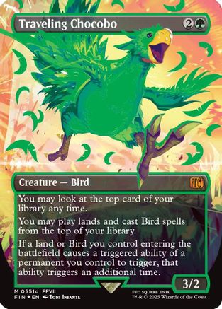 Traveling Chocobo (Borderless) (Neon Ink Green)  [Foil]  (FIN-511D) - [FINAL FANTASY] - Trinity Hobby