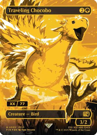 Traveling Chocobo (Borderless) (Serial Numbered)  [Foil]  (FIN-551F) - [FINAL FANTASY] - Trinity Hobby