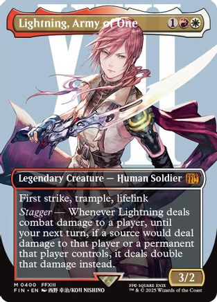 Lightning, Army of One  [Foil]  (FIN-400) - [FINAL FANTASY] (Borderless) - Trinity Hobby