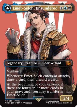 Emet-Selch, Unsundered // Hades, Sorcerer of Eld  [Foil]  (FIN-539) - [FINAL FANTASY] (Borderless) - Trinity Hobby