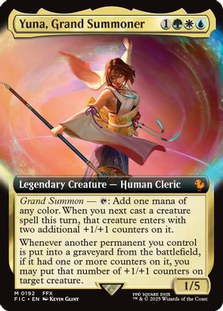 Yuna, Grand Summoner (Extended Art)  [Foil]  (FIC-192) - [Commander: FINAL FANTASY] - Trinity Hobby