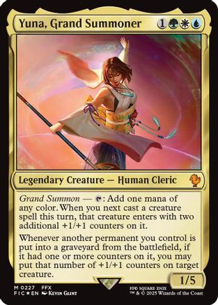 Yuna, Grand Summoner (Surge Foil)  [Foil]  (FIC-227) - [Commander: FINAL FANTASY] - Trinity Hobby