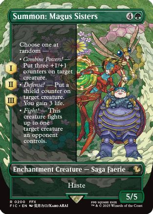 Summon: Magus Sisters (Borderless)  [Foil]  (FIC-200) - [Commander: FINAL FANTASY]