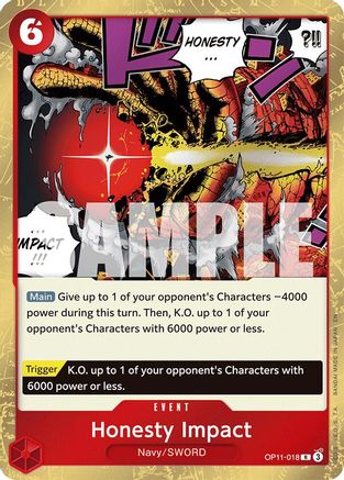 Honesty Impact (OP11-018) - [A Fist of Divine Speed] Foil - Trinity Hobby