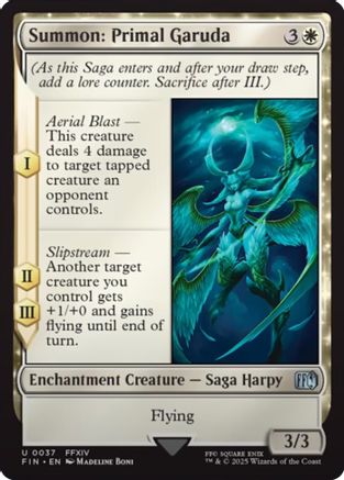 Summon: Primal Garuda  [Foil]  (FIN-037) - [FINAL FANTASY]: (enchantment) - Trinity Hobby