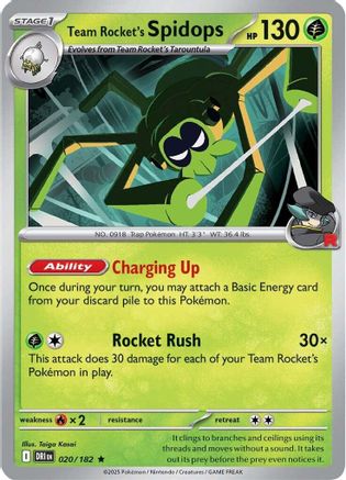 Team Rocket's Spidops - 020/182  - (020/182) Reverse Holofoil [SV10 Destined Rivals] - Trinity Hobby