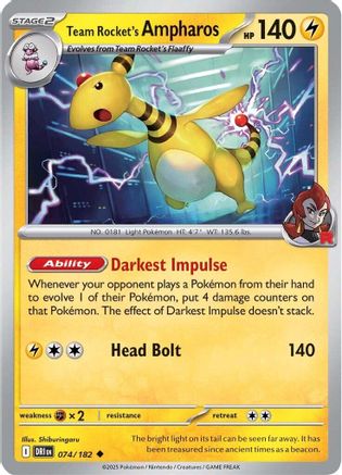 Team Rocket's Ampharos  - (074)  [SV10 Destined Rivals] - Trinity Hobby