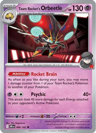 Team Rocket's Orbeetle - 089/182  - (089/182) Reverse Holofoil [SV10 Destined Rivals] - Trinity Hobby