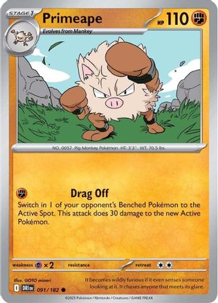 Primeape  - (091) Reverse Holofoil [SV10 Destined Rivals] - Trinity Hobby