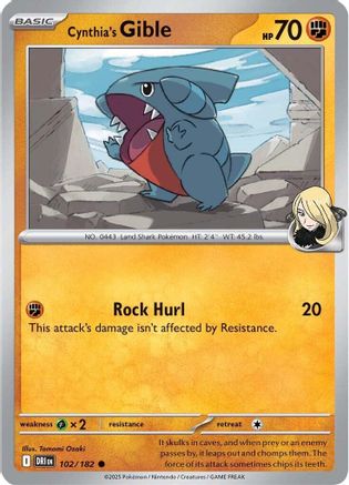 Cynthia's Gible  - (102) Reverse Holofoil [SV10 Destined Rivals] - Trinity Hobby