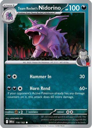Team Rocket's Nidorino  - (118) Reverse Holofoil [SV10 Destined Rivals] - Trinity Hobby