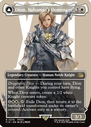 Dion, Bahamut's Dominant // Bahamut, Warden of Light  [Foil]  (FIN-376) - [FINAL FANTASY]: (enchantment) (Borderless) - Trinity Hobby